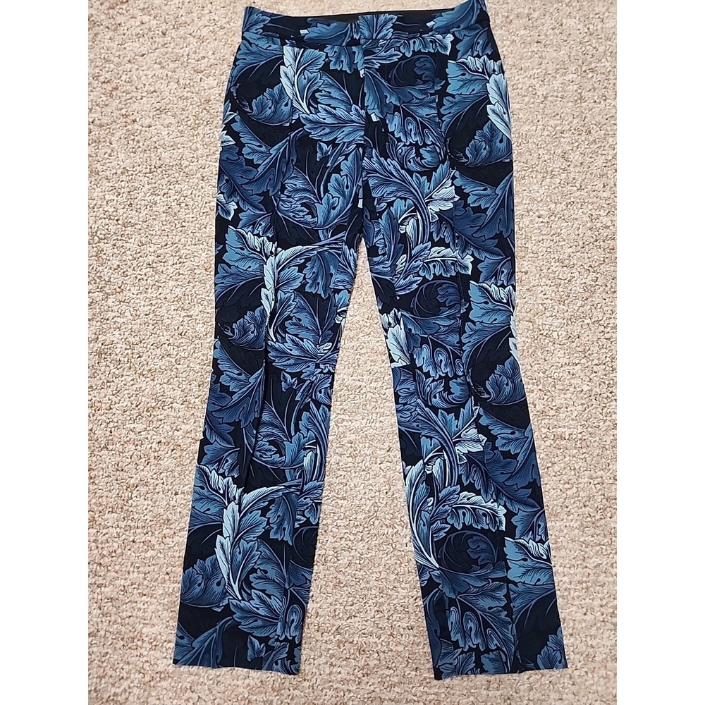 Marc by Marc Jacobs Navy Floral Brocade Slim Fit Trousers Pants Size 2 USA